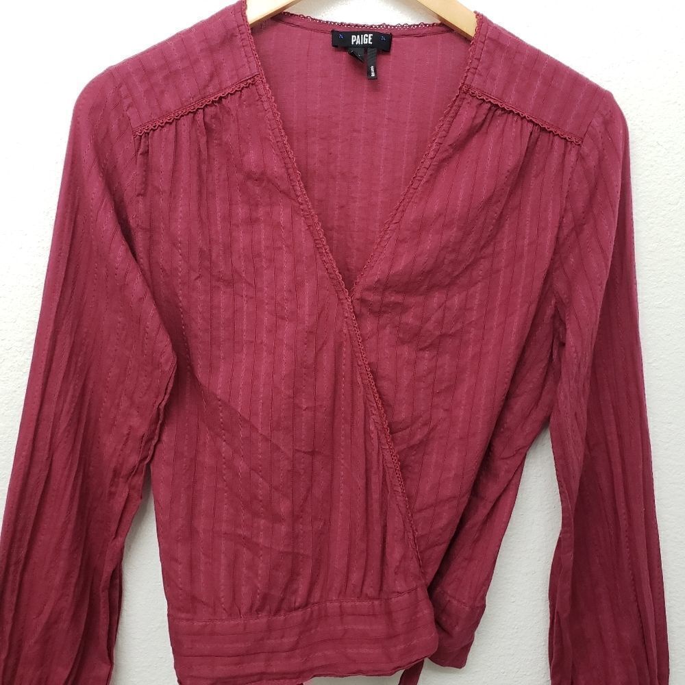 PAIGE Burgundy Wrap Blouse - Picture 2 of 6